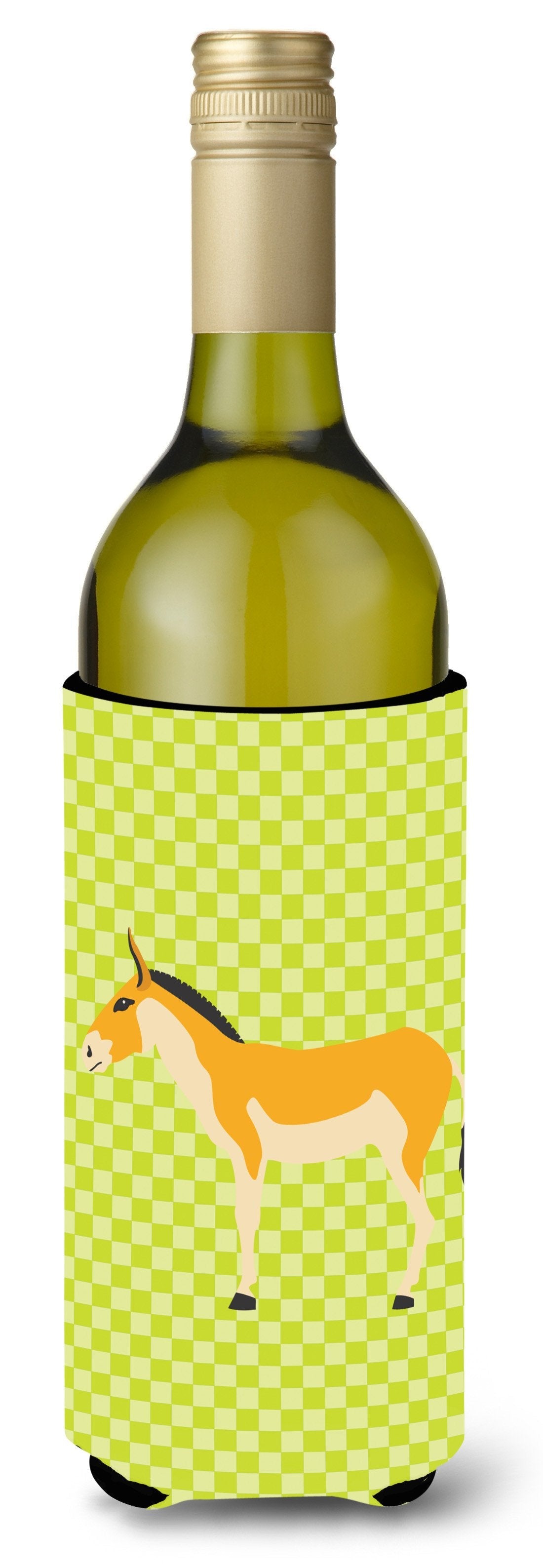 Turkmenian Kulan Donkey Green Wine Bottle Hugger Gift Sleeve for Standard 750 ml Bottles, Insulated Reusable Also Fits Mini Shot & Pint Bottles