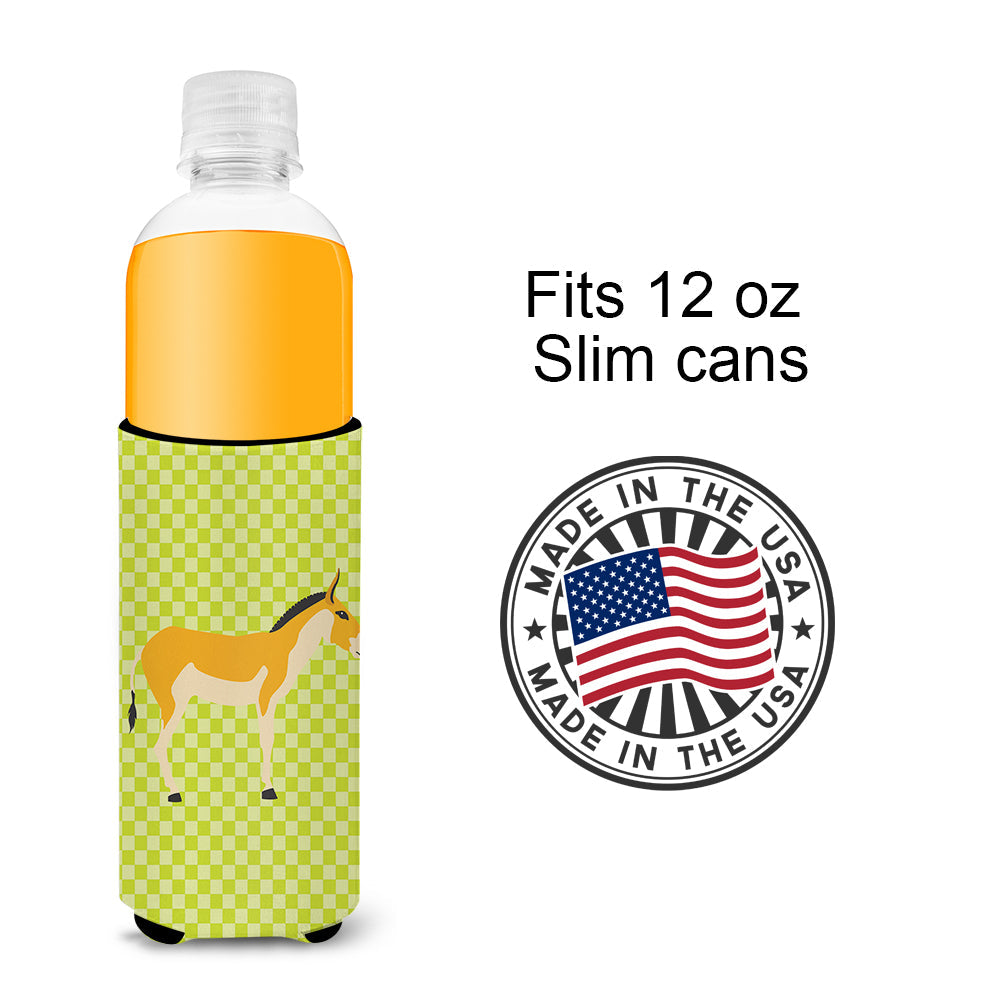 Turkmenian Kulan Donkey Green Slim Can Hugger , Insulated Foam Hugger for 12 oz Slim Cans, Beer Bottles & Water Bottles, Printed in USA