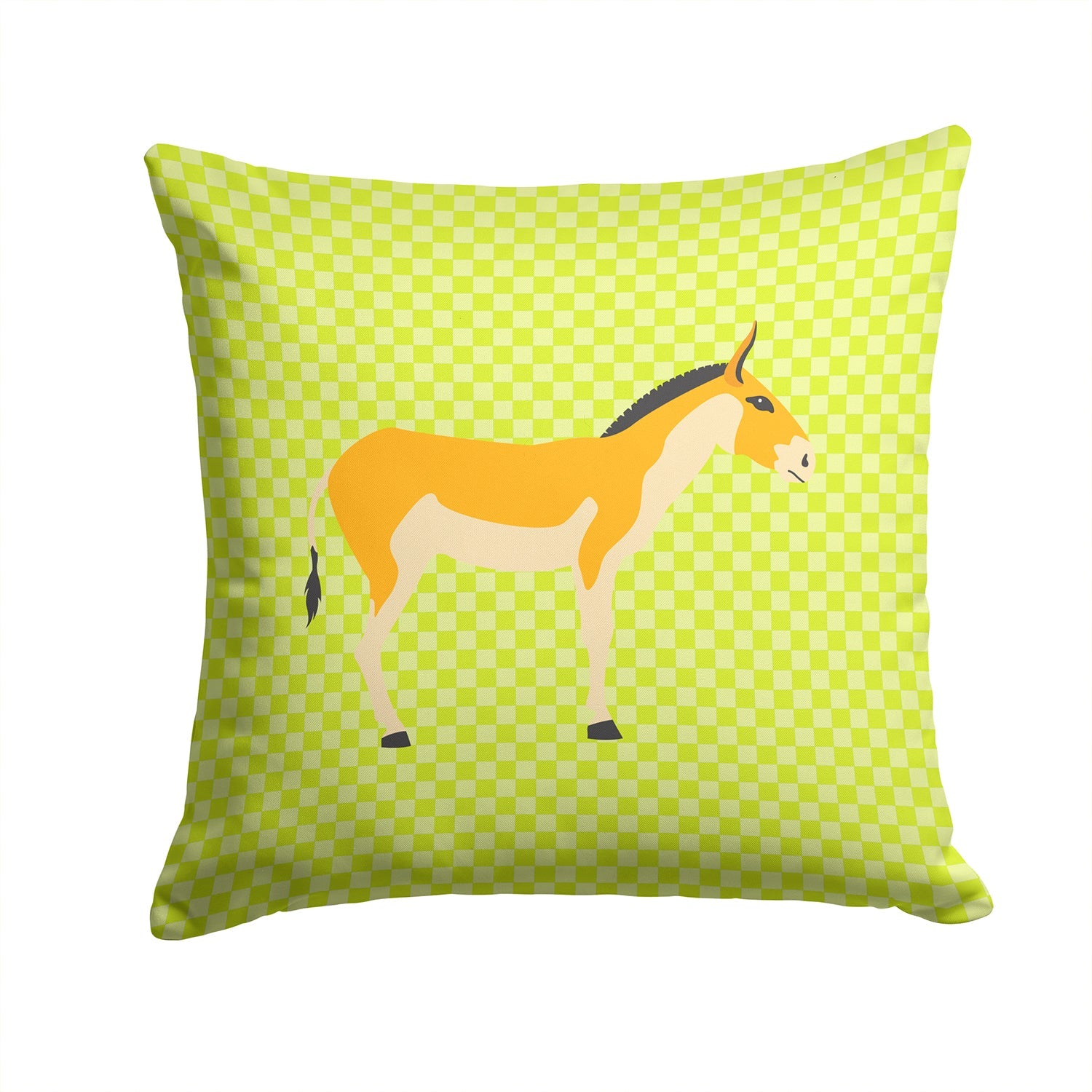 Turkmenian Kulan Donkey Green Decorative Throw Pillow 14x14 Indoor Outdoor Accent Cushion, Fabric Cover with Insert for Sofa, Bed, Porch & Living Room