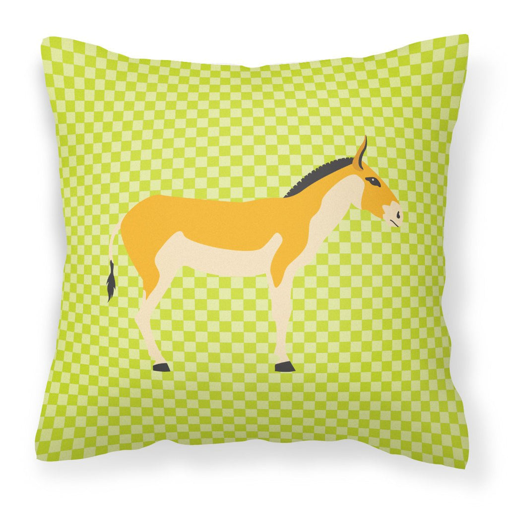 Turkmenian Kulan Donkey Green Decorative Throw Pillow 18x18 Indoor Outdoor Accent Cushion, Fabric Cover with Insert for Sofa, Bed, Porch & Living Room