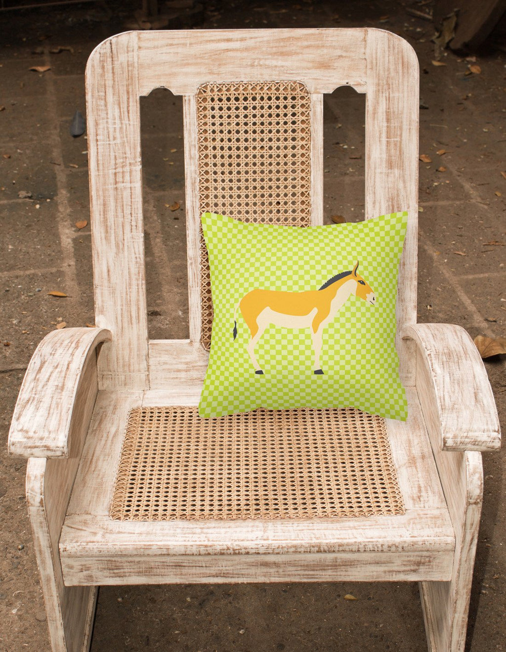 Turkmenian Kulan Donkey Green Decorative Throw Pillow 18x18 Indoor Outdoor Accent Cushion, Fabric Cover with Insert for Sofa, Bed, Porch & Living Room
