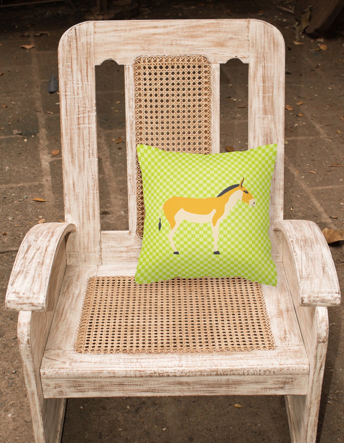 Turkmenian Kulan Donkey Green Decorative Throw Pillow 18x18 Indoor Outdoor Accent Cushion, Fabric Cover with Insert for Sofa, Bed, Porch & Living Room