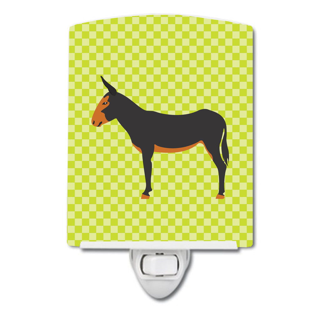 Catalan Donkey Green Ceramic Night Light Compact, UL-Certified, Ideal for Bedroom, Bathroom, Nursery, Hallway, Kitchen, 6x4x3, Multicolor