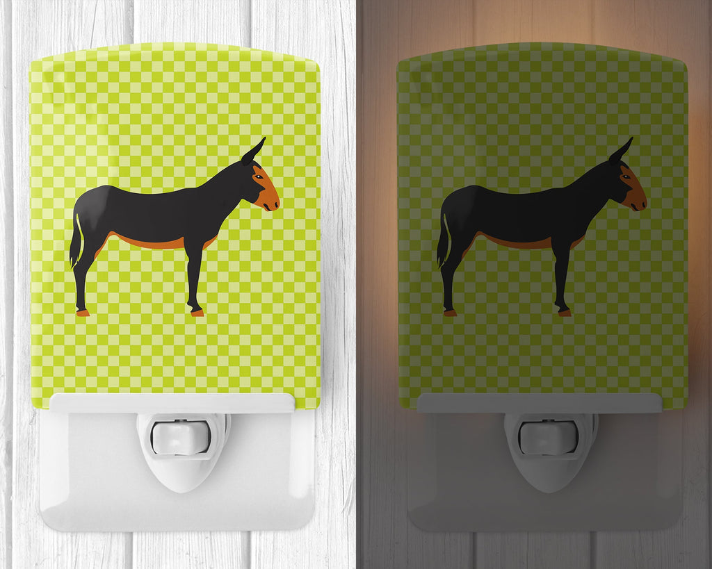 Catalan Donkey Green Ceramic Night Light Compact, UL-Certified, Ideal for Bedroom, Bathroom, Nursery, Hallway, Kitchen, 6x4x3, Multicolor