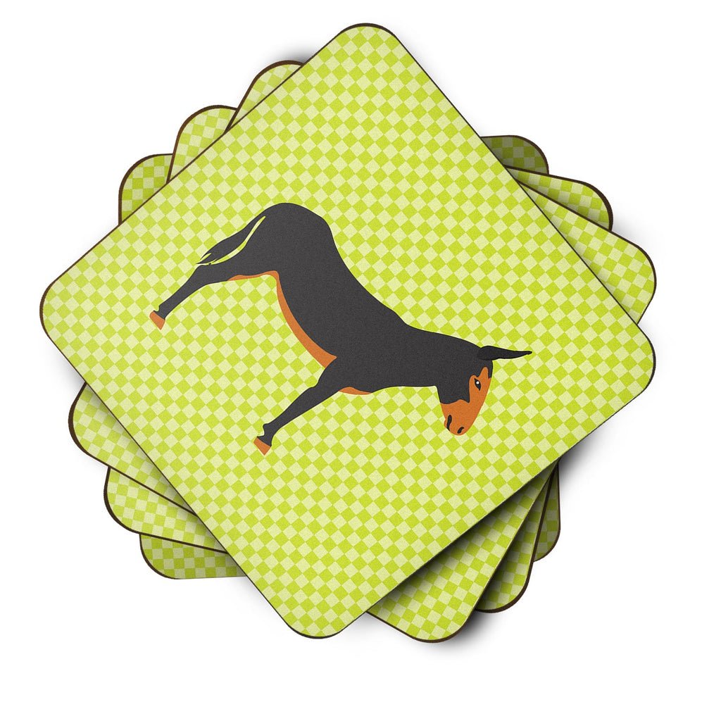 Catalan Donkey Green Foam Coasters Set of 4 Cup Coasters for Indoor Outdoor, Tabletop Protection, Anti Slip, Mouse pad Material