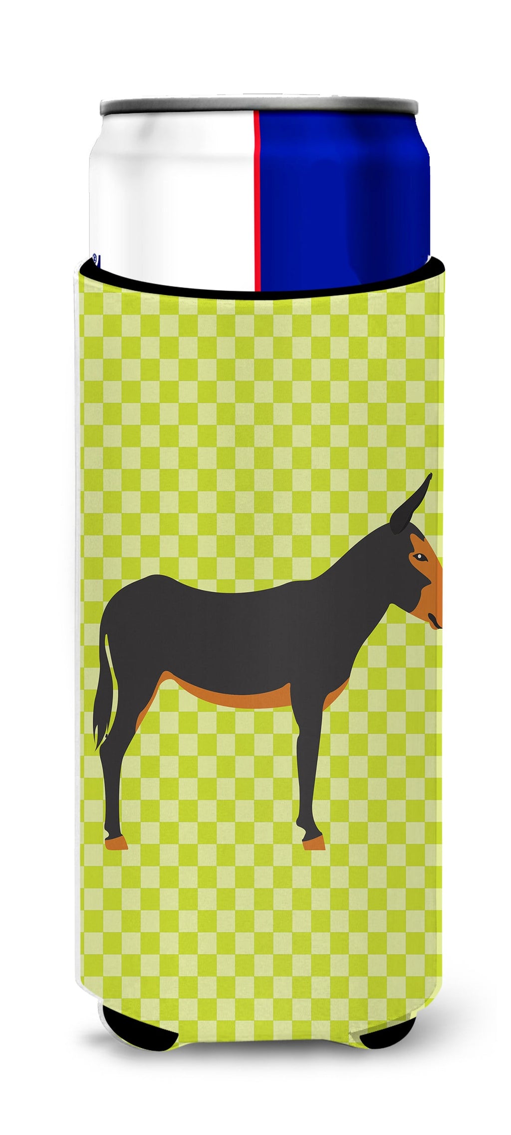 Catalan Donkey Green Slim Can Hugger , Insulated Foam Hugger for 12 oz Slim Cans, Beer Bottles & Water Bottles, Printed in USA
