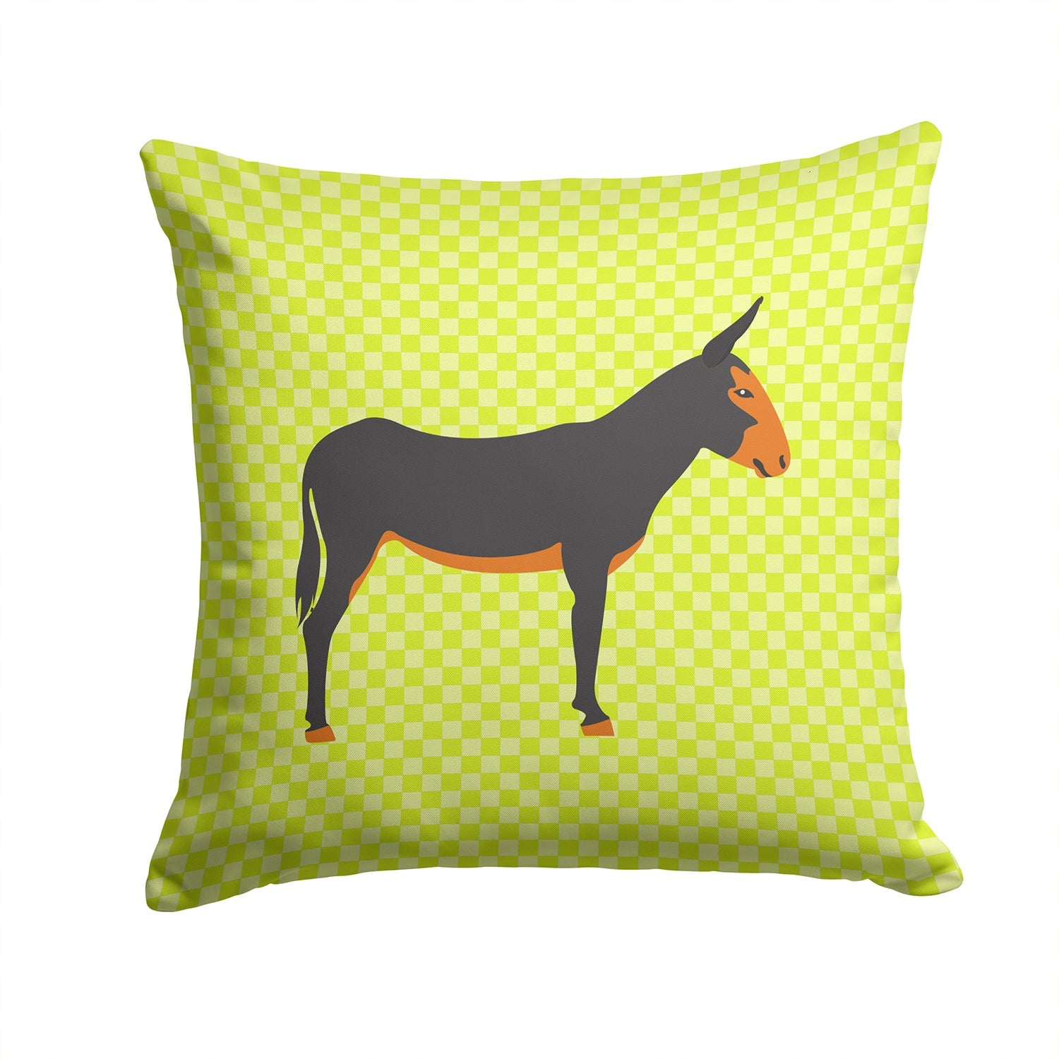 Catalan Donkey Green Decorative Throw Pillow 14x14 Indoor Outdoor Accent Cushion, Fabric Cover with Insert for Sofa, Bed, Porch & Living Room