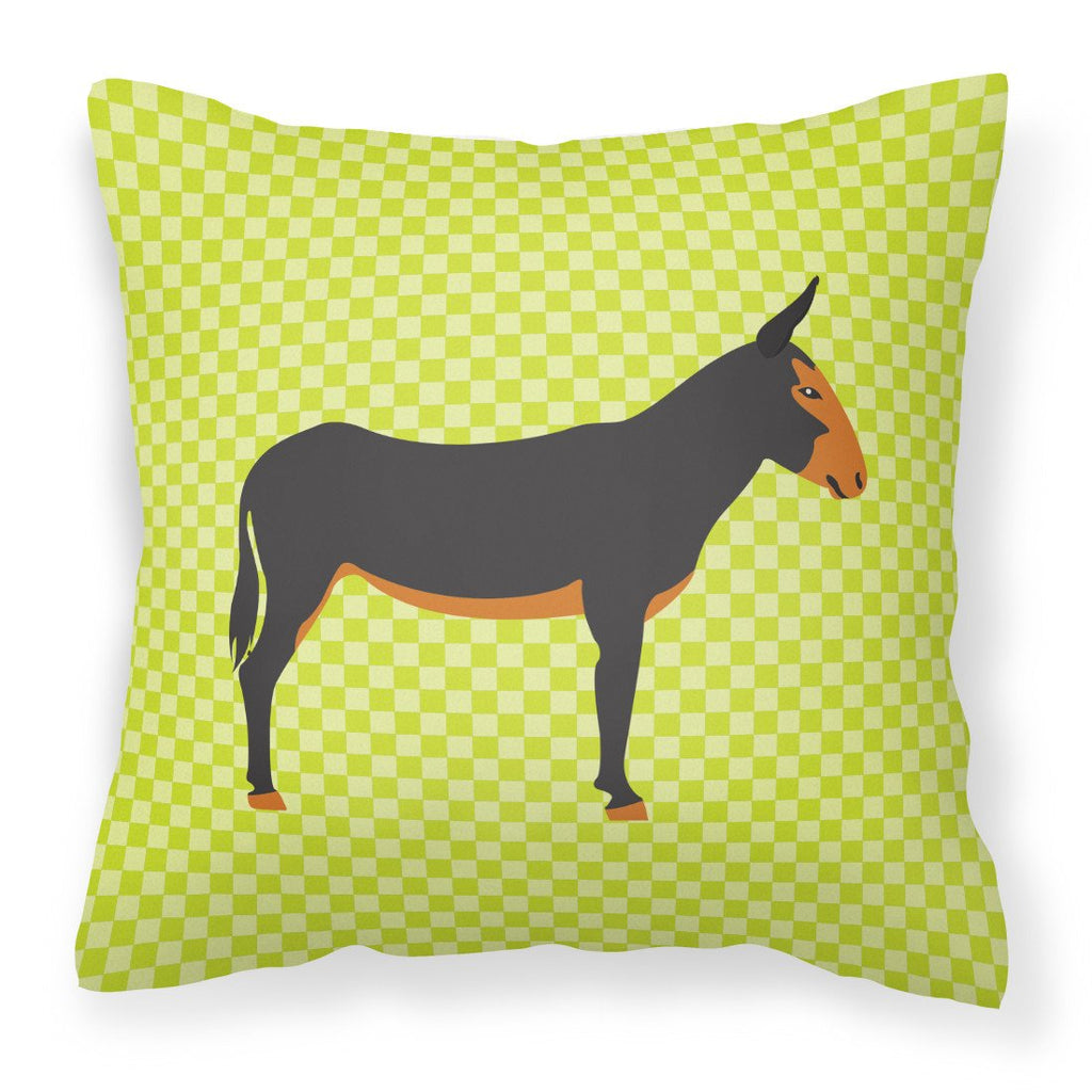 Catalan Donkey Green Decorative Throw Pillow 18x18 Indoor Outdoor Accent Cushion, Fabric Cover with Insert for Sofa, Bed, Porch & Living Room