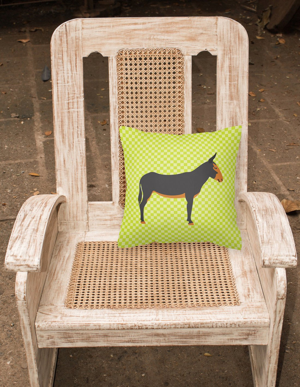 Catalan Donkey Green Decorative Throw Pillow 18x18 Indoor Outdoor Accent Cushion, Fabric Cover with Insert for Sofa, Bed, Porch & Living Room
