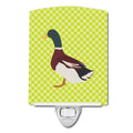 Rouen Duck Green Ceramic Night Light Compact, UL-Certified, Ideal for Bedroom, Bathroom, Nursery, Hallway, Kitchen, 6x4x3, Multicolor