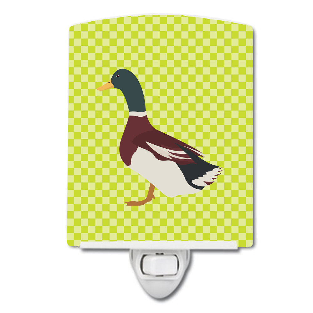 Rouen Duck Green Ceramic Night Light Compact, UL-Certified, Ideal for Bedroom, Bathroom, Nursery, Hallway, Kitchen, 6x4x3, Multicolor