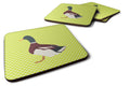 Rouen Duck Green Foam Coasters Set of 4 Cup Coasters for Indoor Outdoor, Tabletop Protection, Anti Slip, Mouse pad Material