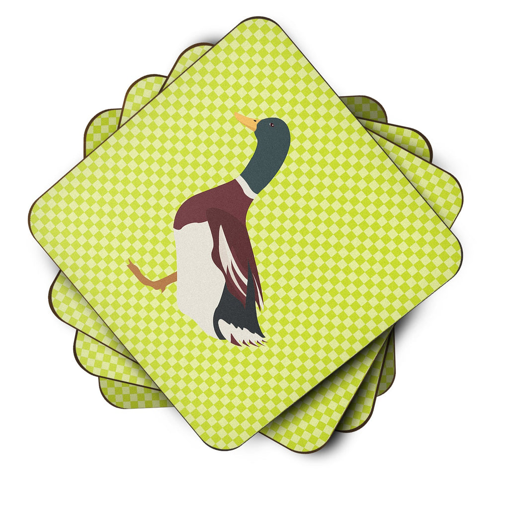 Rouen Duck Green Foam Coasters Set of 4 Cup Coasters for Indoor Outdoor, Tabletop Protection, Anti Slip, Mouse pad Material