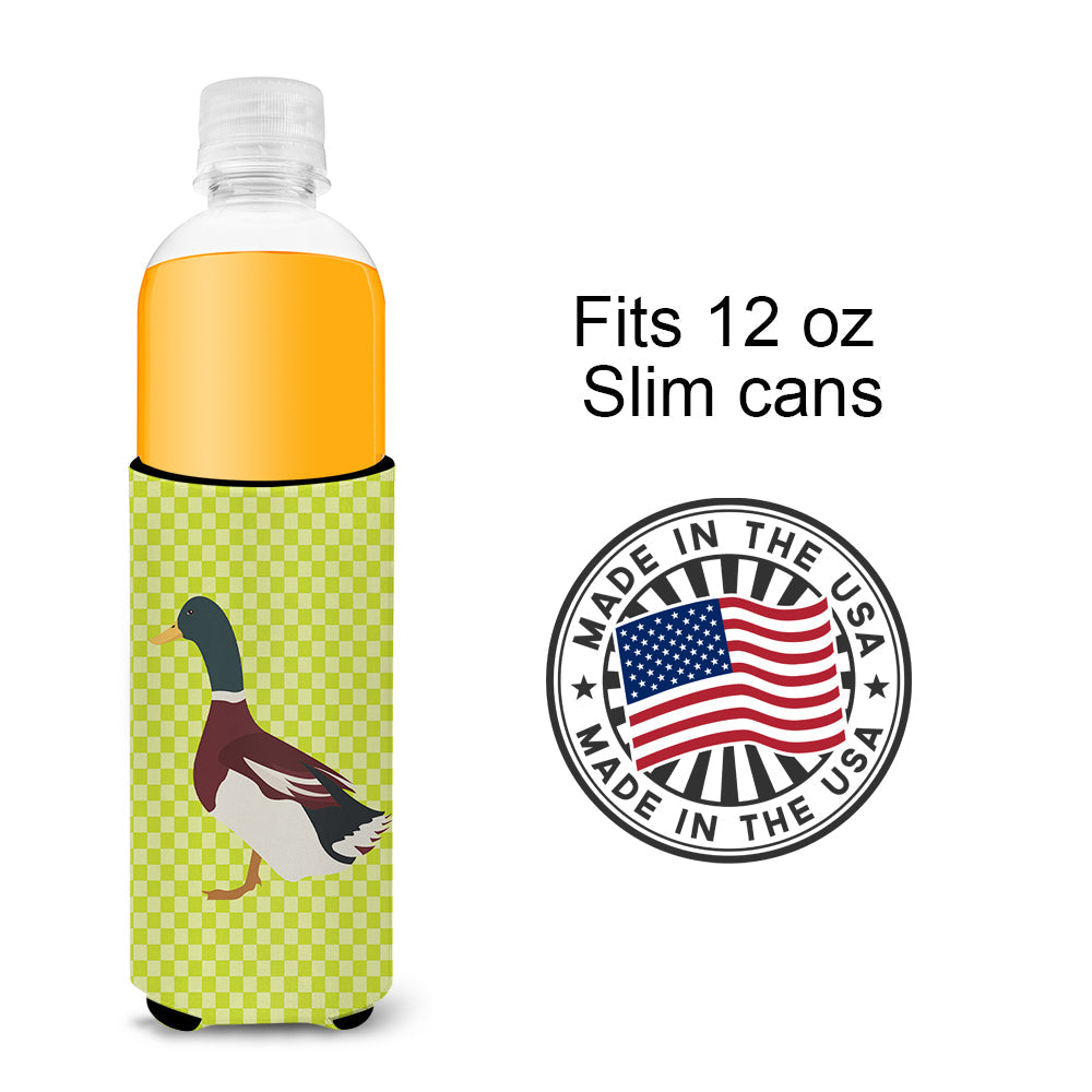 Rouen Duck Green Slim Can Hugger , Insulated Foam Hugger for 12 oz Slim Cans, Beer Bottles & Water Bottles, Printed in USA