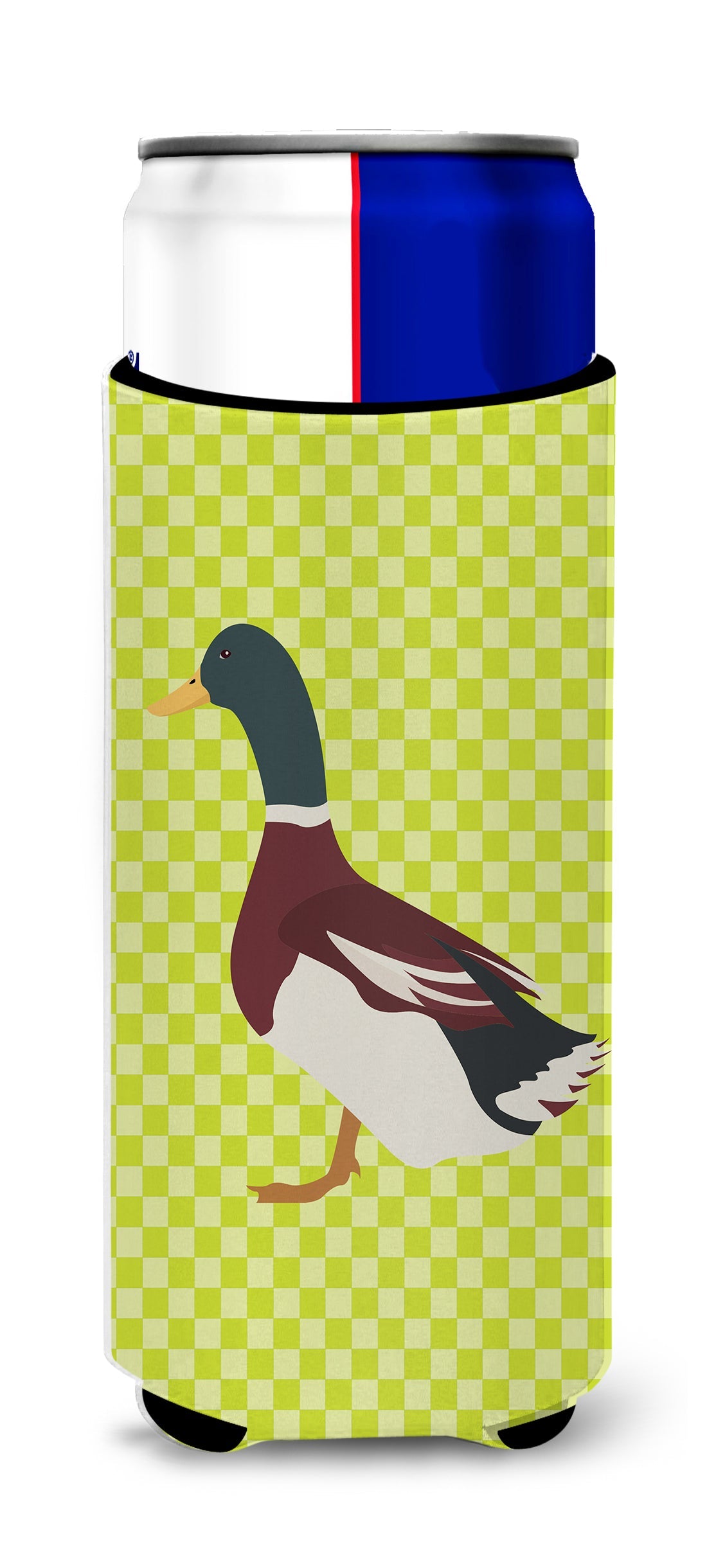 Rouen Duck Green Slim Can Hugger , Insulated Foam Hugger for 12 oz Slim Cans, Beer Bottles & Water Bottles, Printed in USA