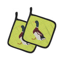 Rouen Duck Green Pot Holder Set of 2 Heat Resistant Quilted Hot Pads 7.5 x 7.5 Inch, Insulated Kitchen Trivets for Cooking & Baking