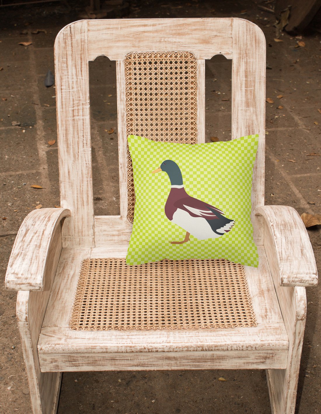 Rouen Duck Green Decorative Throw Pillow 18x18 Indoor Outdoor Accent Cushion, Fabric Cover with Insert for Sofa, Bed, Porch & Living Room
