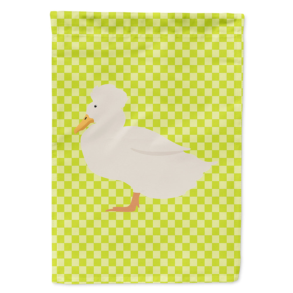 Crested Duck Green House Flag 28x40 Porch Sleeve Pole Decorative Outside Yard Banner Artwork Wall Hanging, Polyester