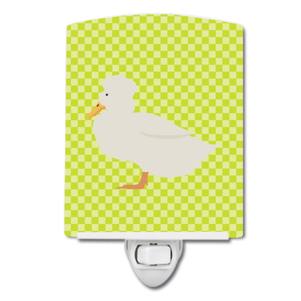 Crested Duck Green Ceramic Night Light Compact, UL-Certified, Ideal for Bedroom, Bathroom, Nursery, Hallway, Kitchen, 6x4x3, Multicolor