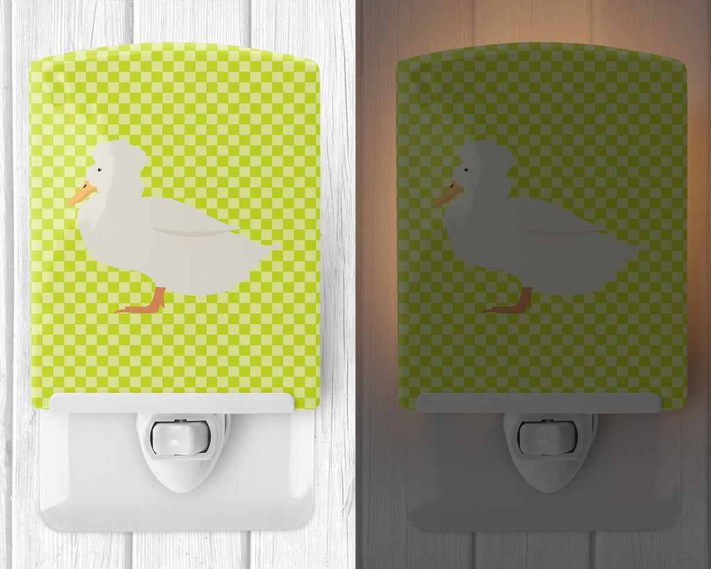 Crested Duck Green Ceramic Night Light Compact, UL-Certified, Ideal for Bedroom, Bathroom, Nursery, Hallway, Kitchen, 6x4x3, Multicolor