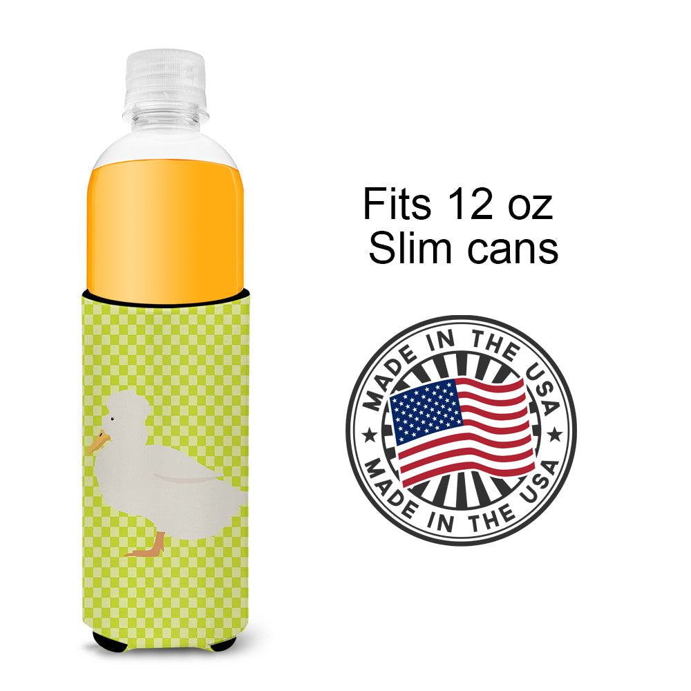 Crested Duck Green Slim Can Hugger , Insulated Foam Hugger for 12 oz Slim Cans, Beer Bottles & Water Bottles, Printed in USA