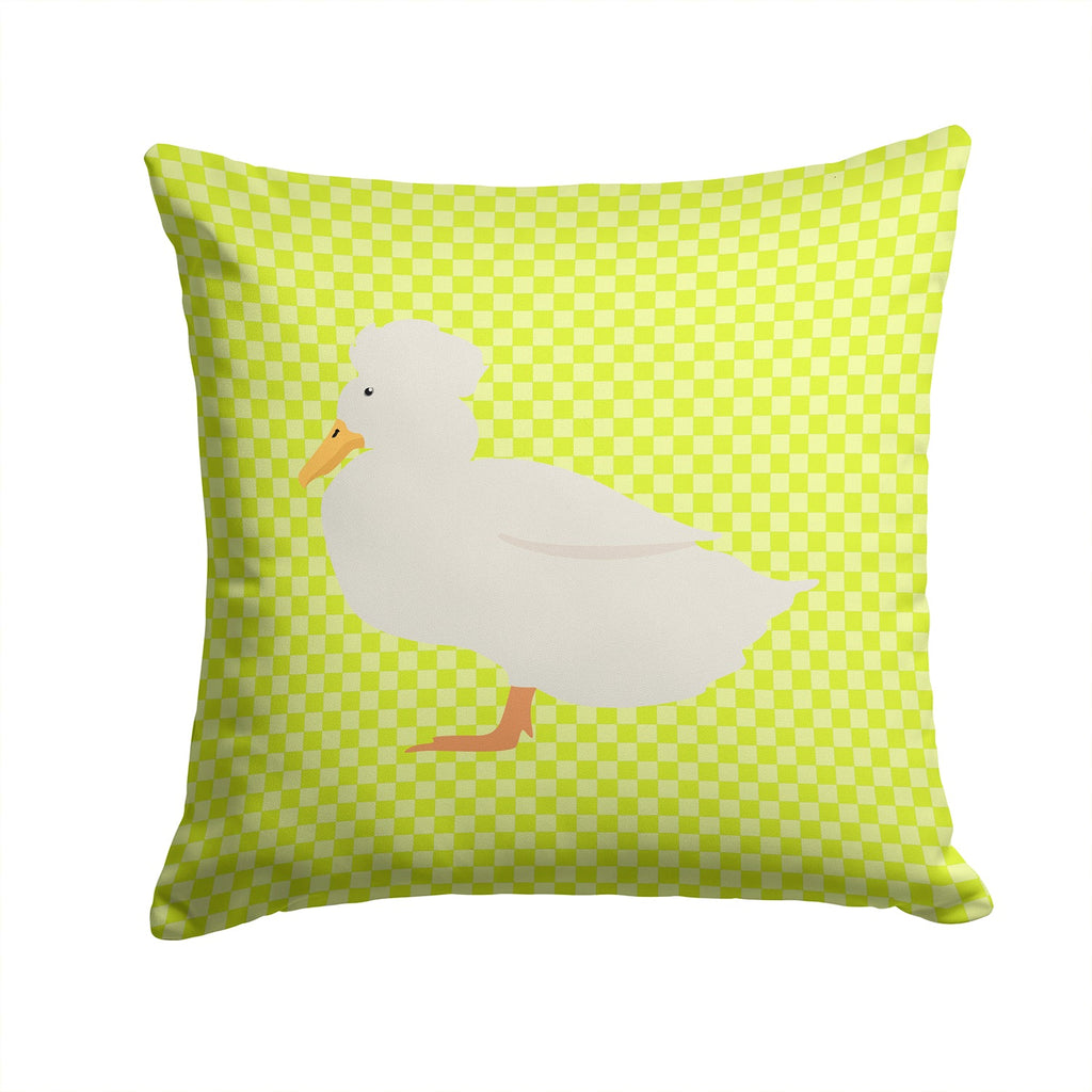 Crested Duck Green Decorative Throw Pillow 14x14 Indoor Outdoor Accent Cushion, Fabric Cover with Insert for Sofa, Bed, Porch & Living Room