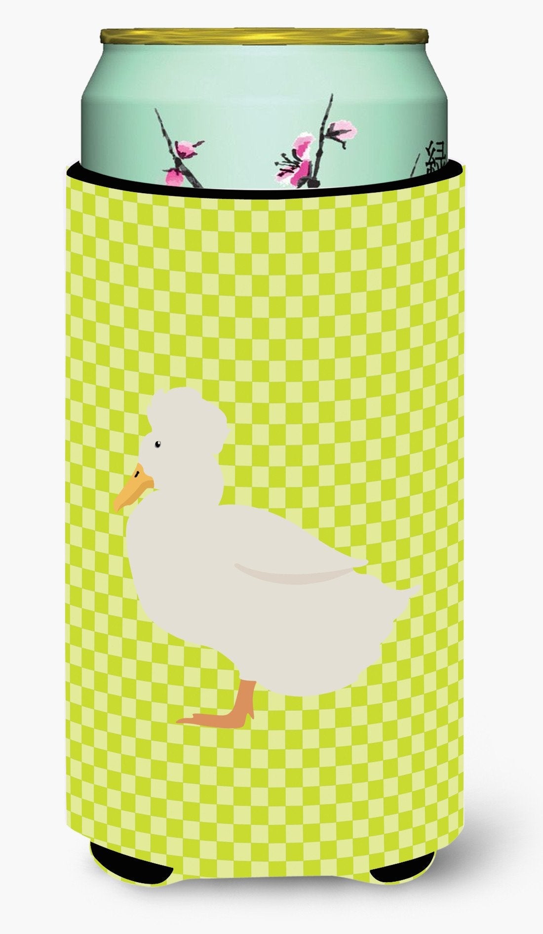 Crested Duck Green Tall Boy Hugger Can Cooler Sleeve Machine Washable Drink Collapsible Insulator Beverage Insulated Holder