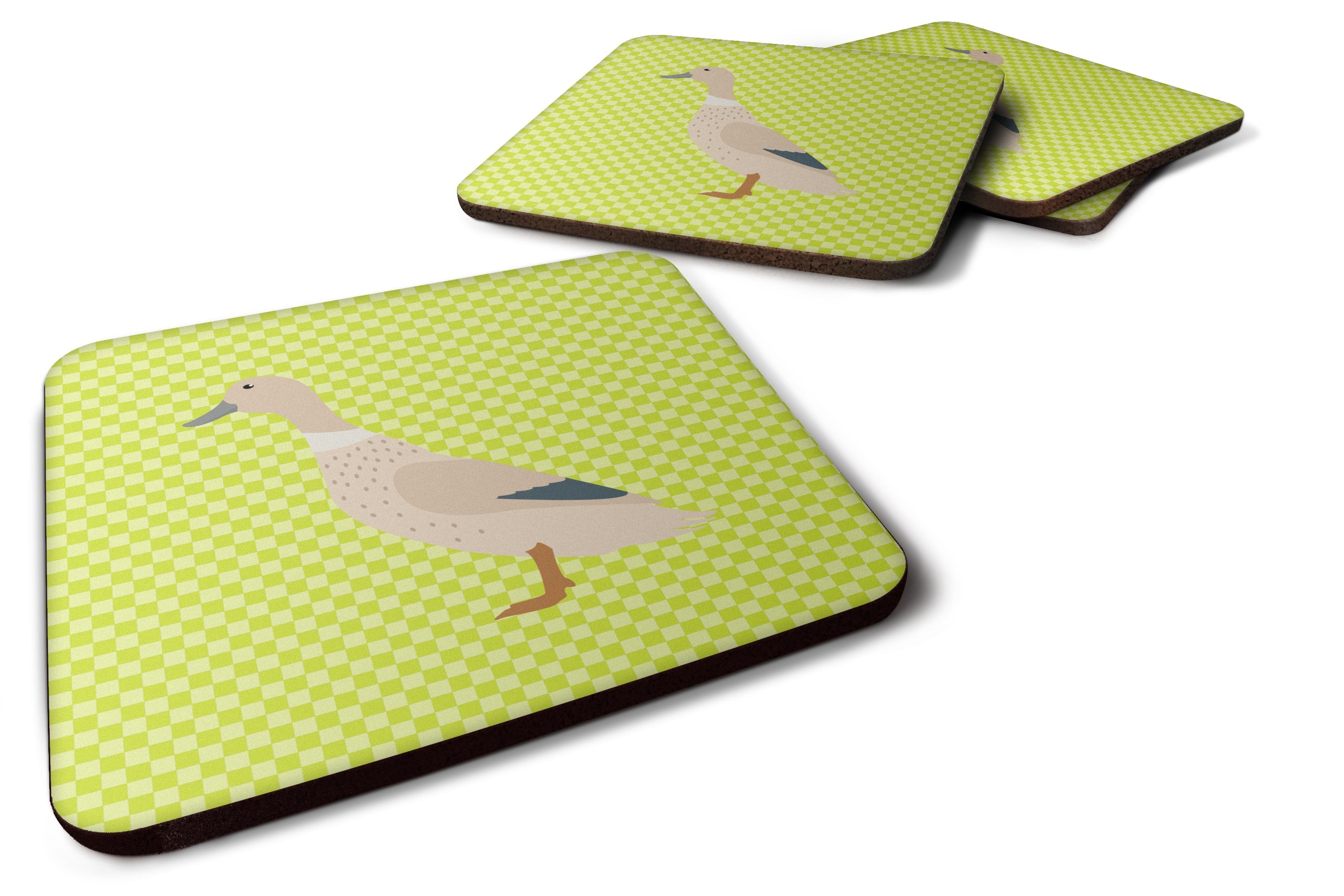 West Harlequin Duck Green Foam Coasters Set of 4 Cup Coasters for Indoor Outdoor, Tabletop Protection, Anti Slip, Mouse pad Material