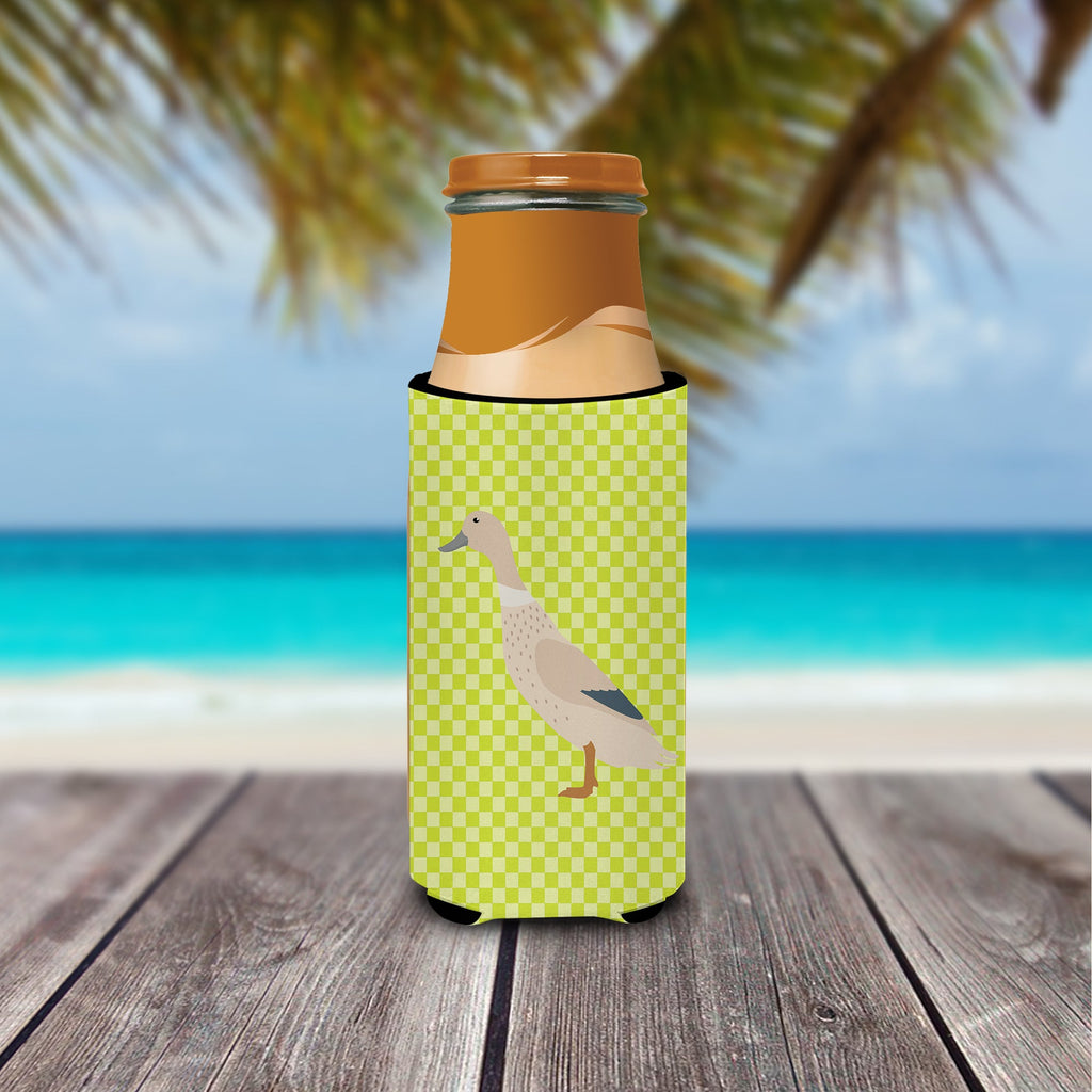 West Harlequin Duck Green Slim Can Hugger , Insulated Foam Hugger for 12 oz Slim Cans, Beer Bottles & Water Bottles, Printed in USA
