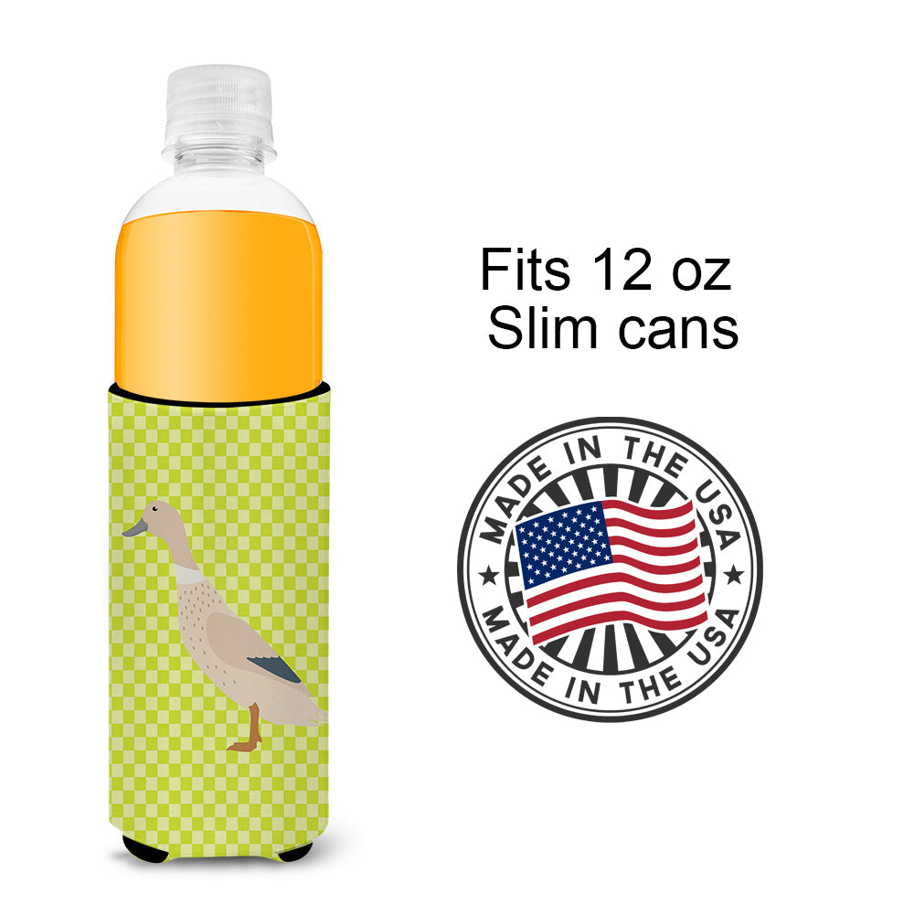 West Harlequin Duck Green Slim Can Hugger , Insulated Foam Hugger for 12 oz Slim Cans, Beer Bottles & Water Bottles, Printed in USA