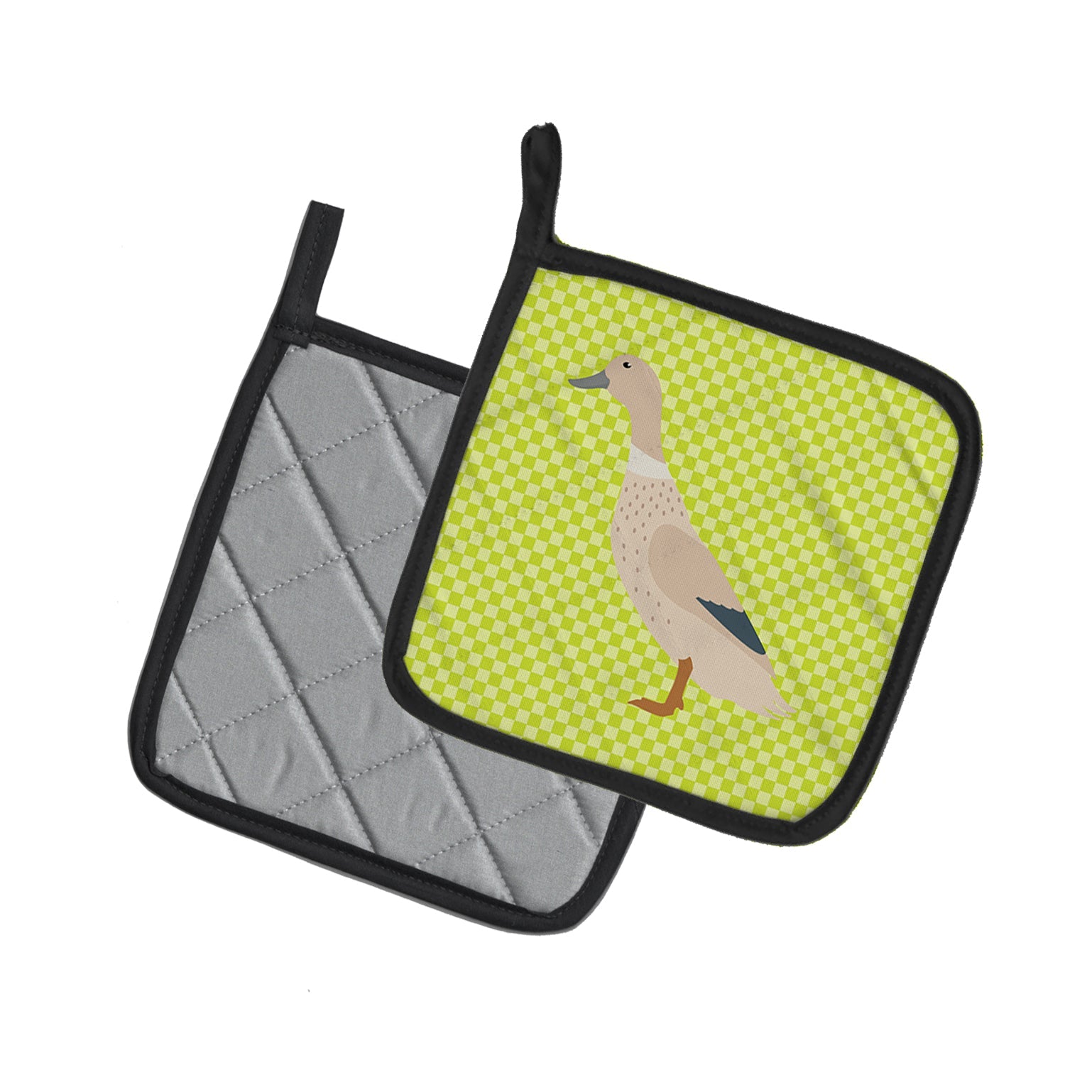 West Harlequin Duck Green Pot Holder Set of 2 Heat Resistant Quilted Hot Pads 7.5 x 7.5 Inch, Insulated Kitchen Trivets for Cooking & Baking