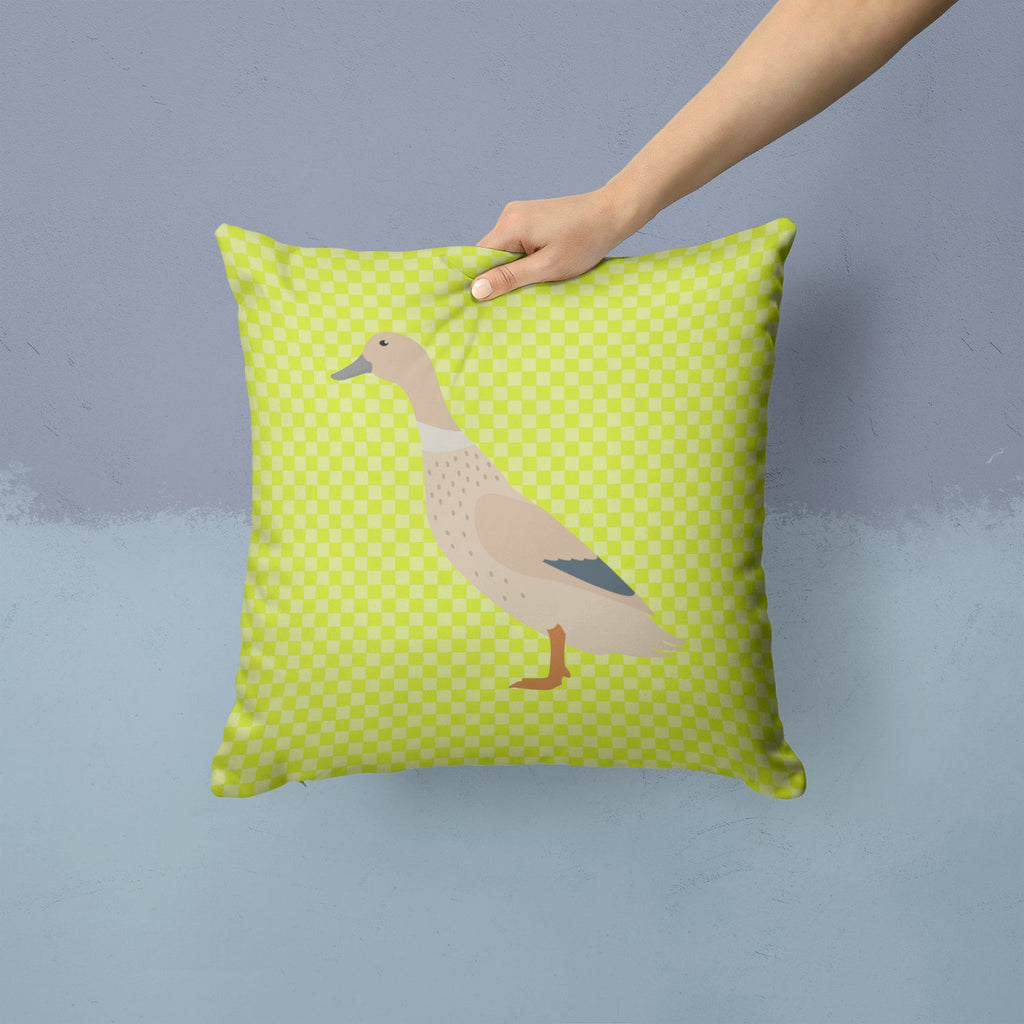 West Harlequin Duck Green Decorative Throw Pillow 14x14 Indoor Outdoor Accent Cushion, Fabric Cover with Insert for Sofa, Bed, Porch & Living Room