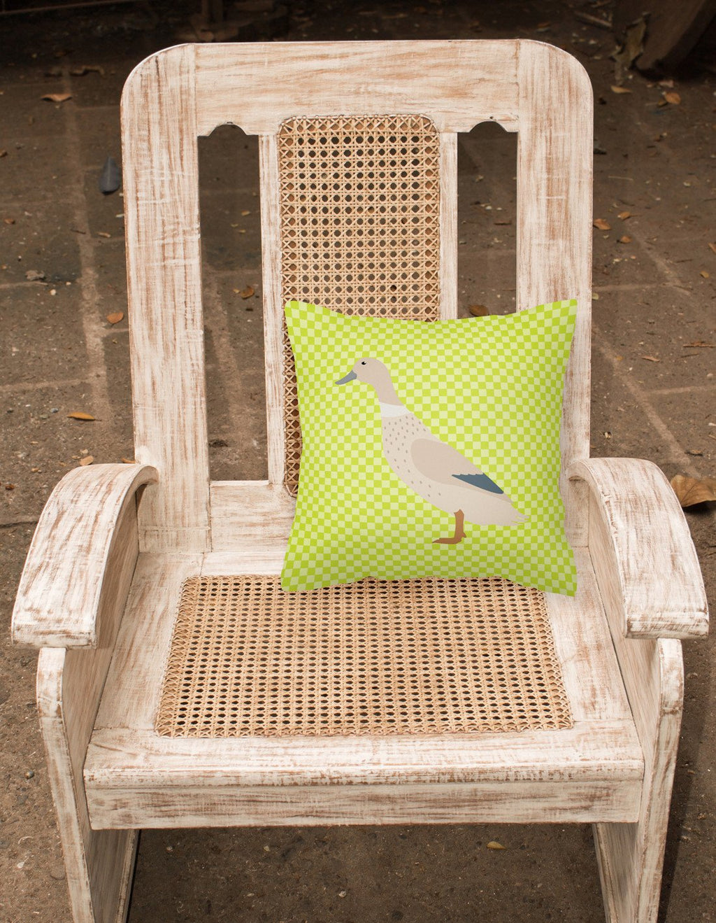 West Harlequin Duck Green Decorative Throw Pillow 18x18 Indoor Outdoor Accent Cushion, Fabric Cover with Insert for Sofa, Bed, Porch & Living Room