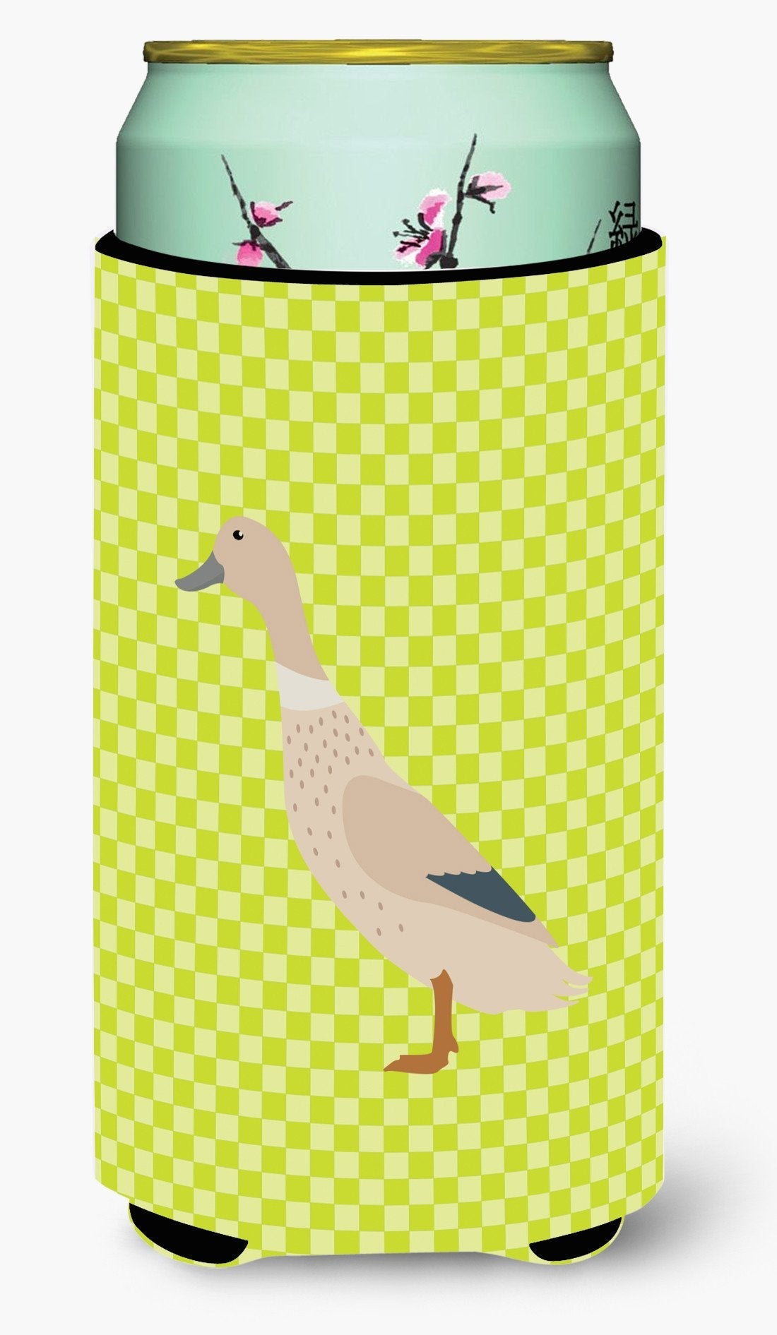 West Harlequin Duck Green Tall Boy Hugger Can Cooler Sleeve Machine Washable Drink Collapsible Insulator Beverage Insulated Holder