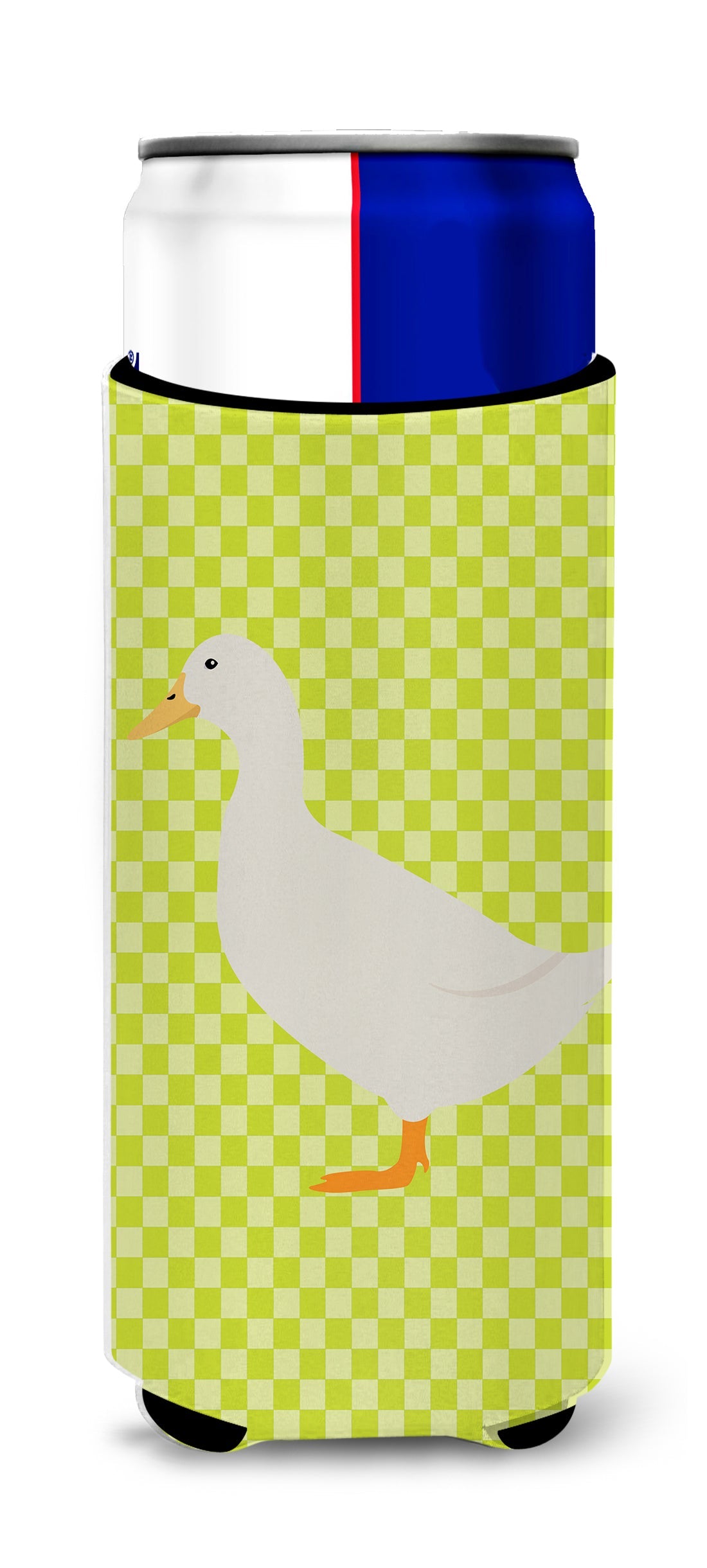 American Pekin Duck Green Slim Can Hugger , Insulated Foam Hugger for 12 oz Slim Cans, Beer Bottles & Water Bottles, Printed in USA