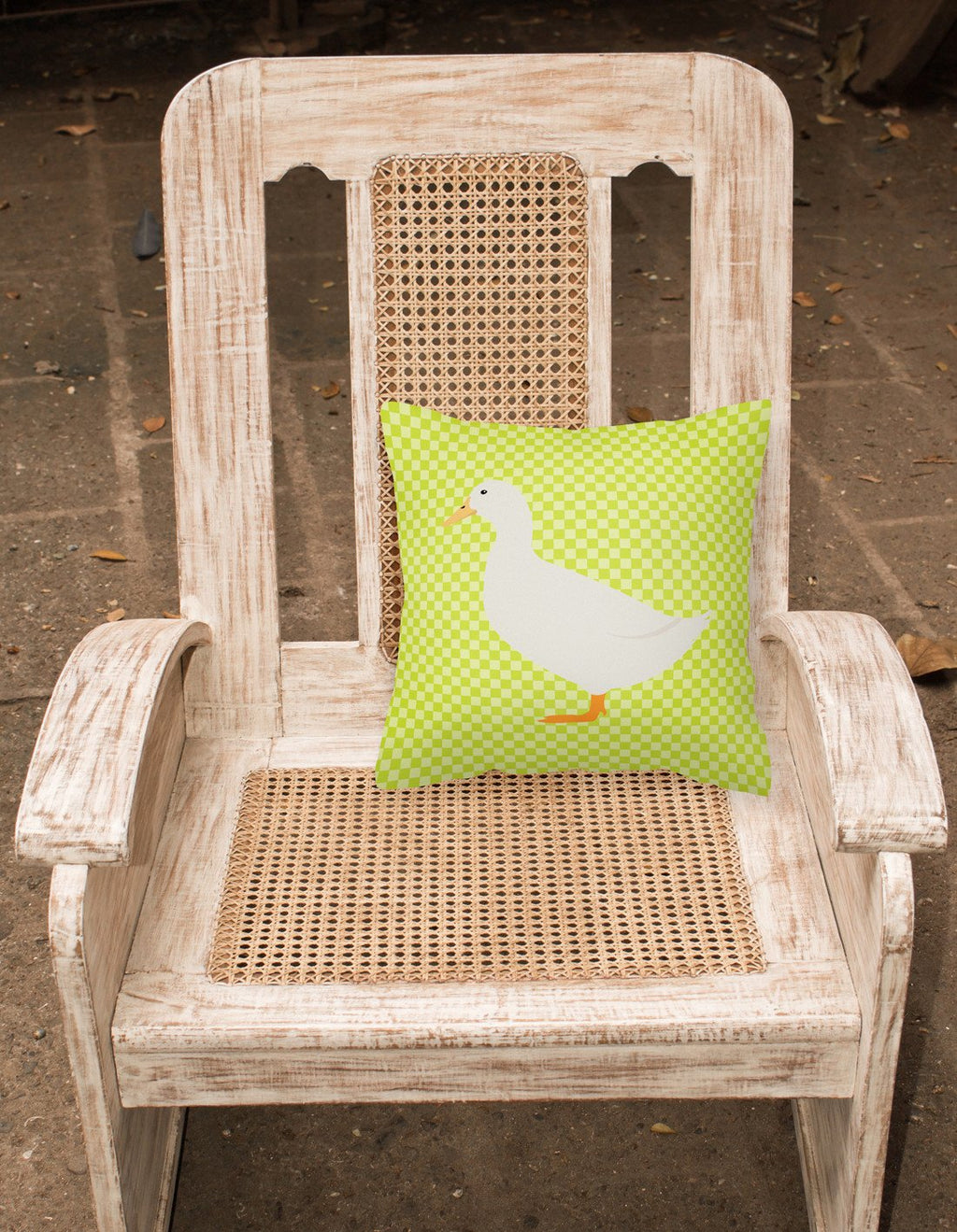 American Pekin Duck Green Decorative Throw Pillow 18x18 Indoor Outdoor Accent Cushion, Fabric Cover with Insert for Sofa, Bed, Porch & Living Room