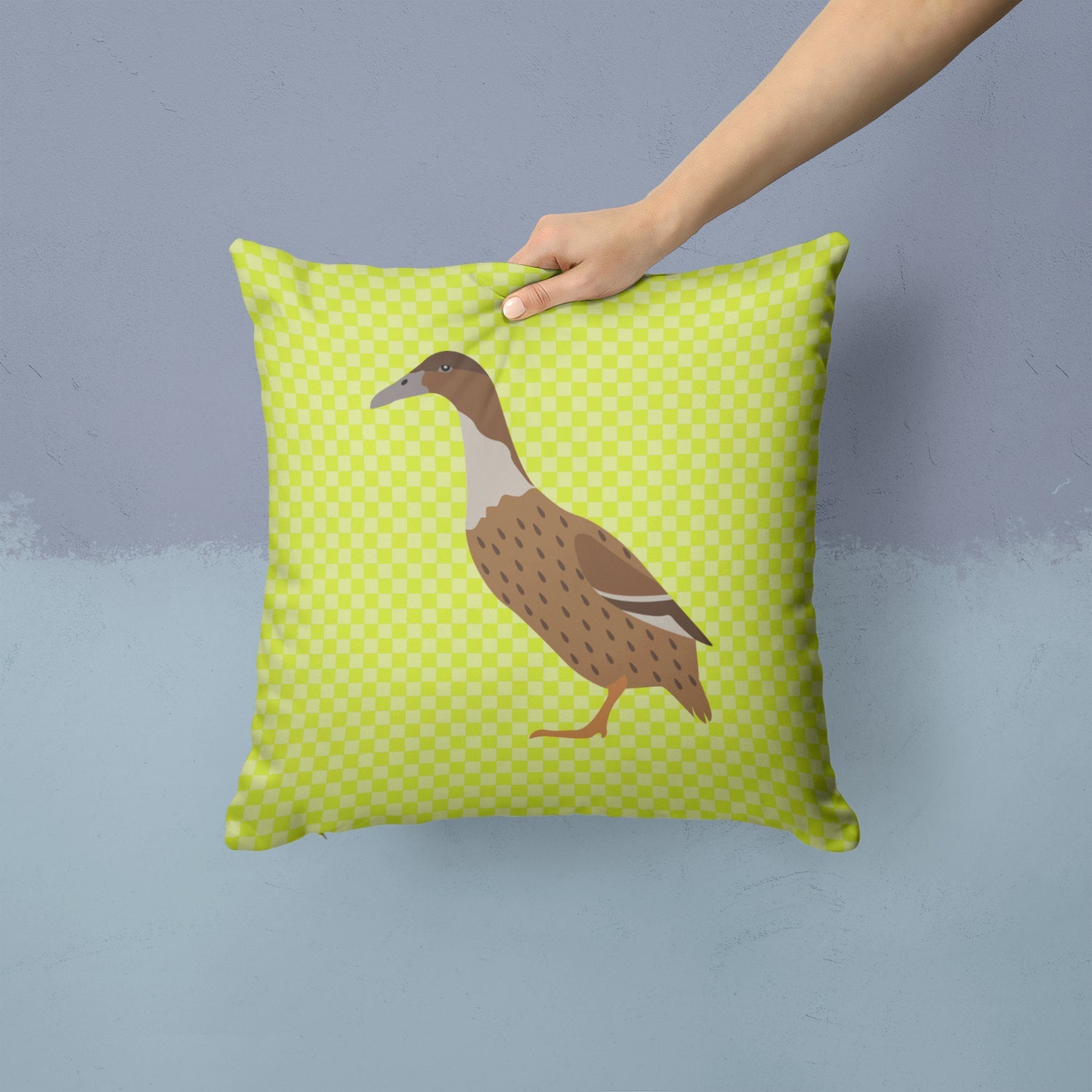 Dutch Hook Bill Duck Green Decorative Throw Pillow 14x14 Indoor Outdoor Accent Cushion, Fabric Cover with Insert for Sofa, Bed, Porch & Living Room
