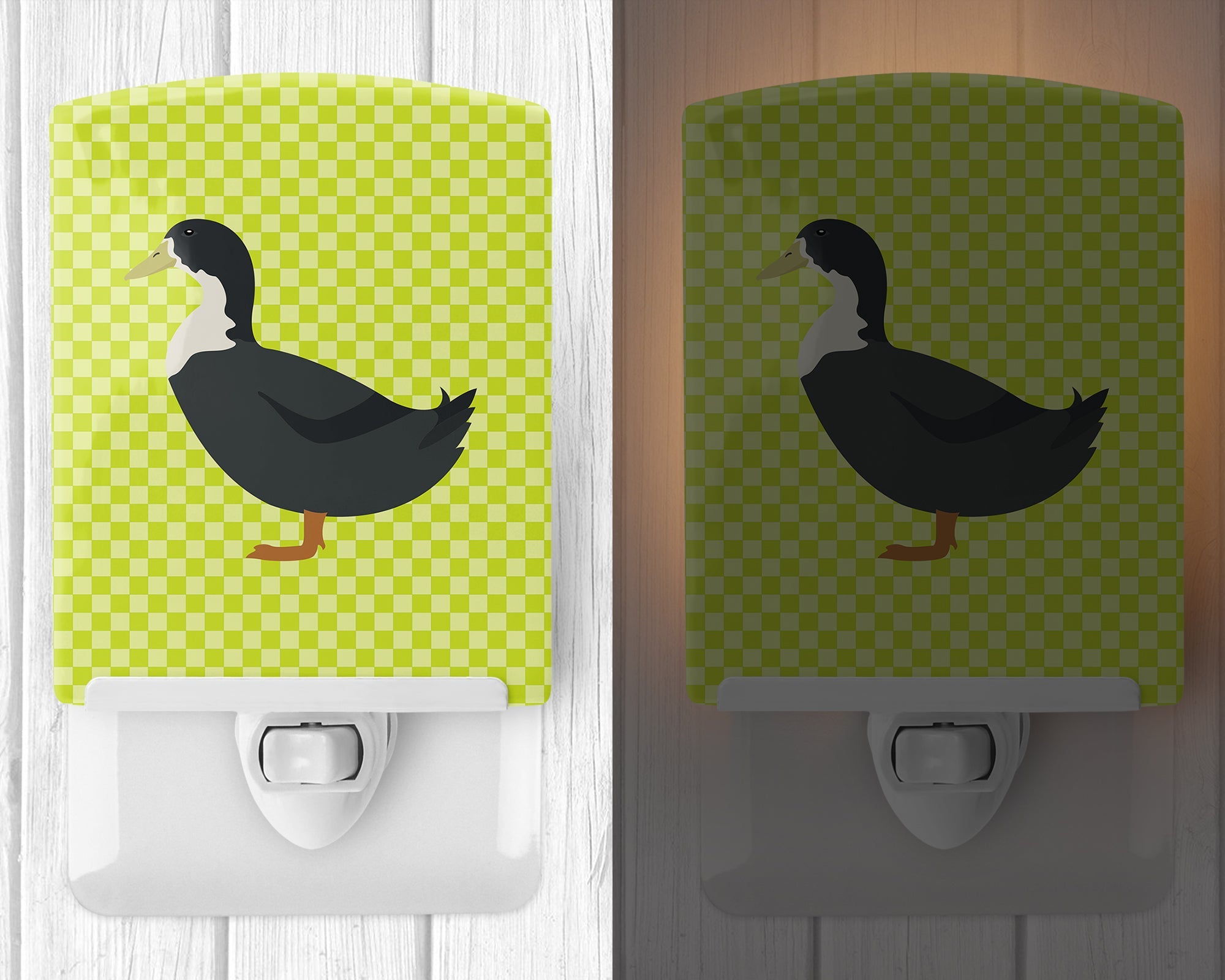 Blue Swedish Duck Green Ceramic Night Light Compact, UL-Certified, Ideal for Bedroom, Bathroom, Nursery, Hallway, Kitchen, 6x4x3, Multicolor
