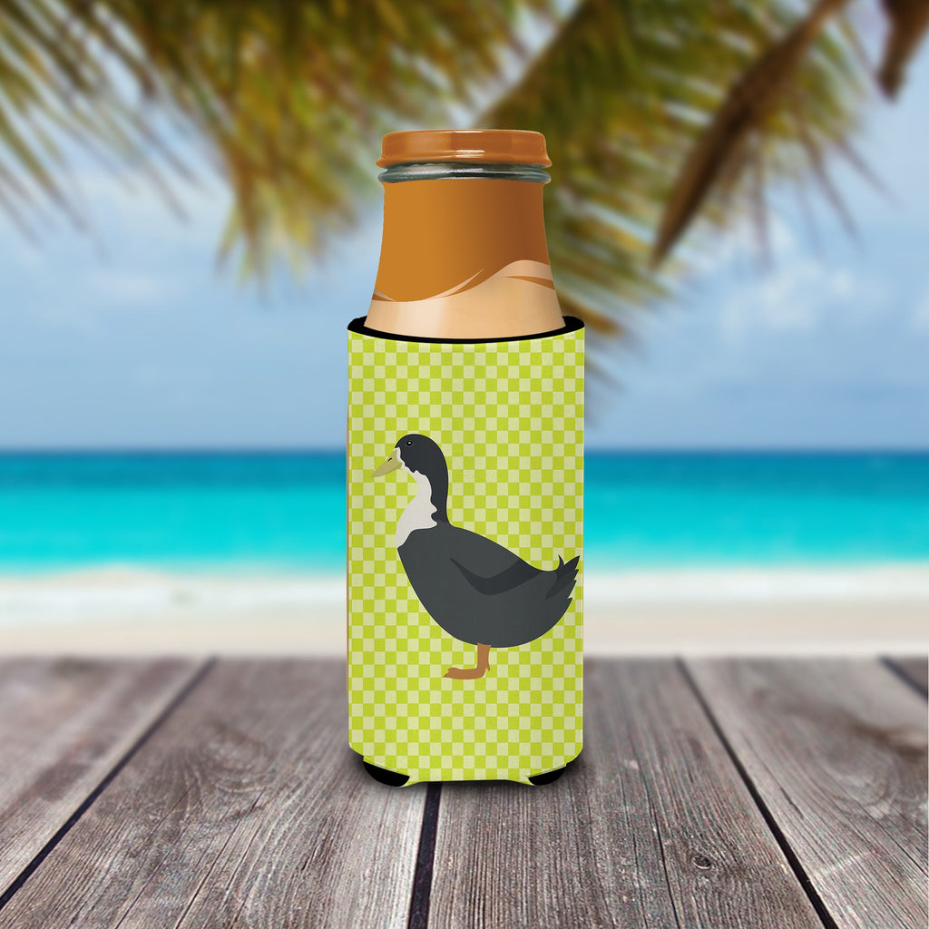 Blue Swedish Duck Green Slim Can Hugger , Insulated Foam Hugger for 12 oz Slim Cans, Beer Bottles & Water Bottles, Printed in USA