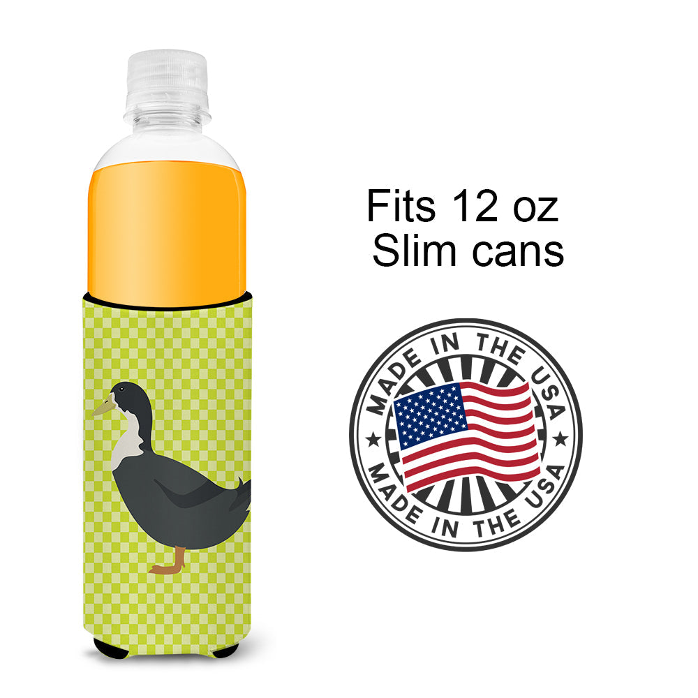 Blue Swedish Duck Green Slim Can Hugger , Insulated Foam Hugger for 12 oz Slim Cans, Beer Bottles & Water Bottles, Printed in USA