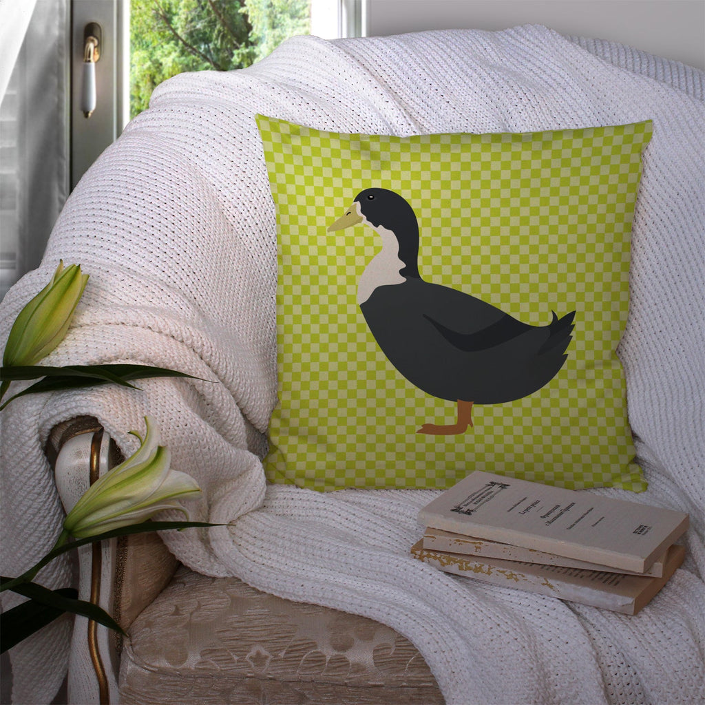 Blue Swedish Duck Green Decorative Throw Pillow 14x14 Indoor Outdoor Accent Cushion, Fabric Cover with Insert for Sofa, Bed, Porch & Living Room
