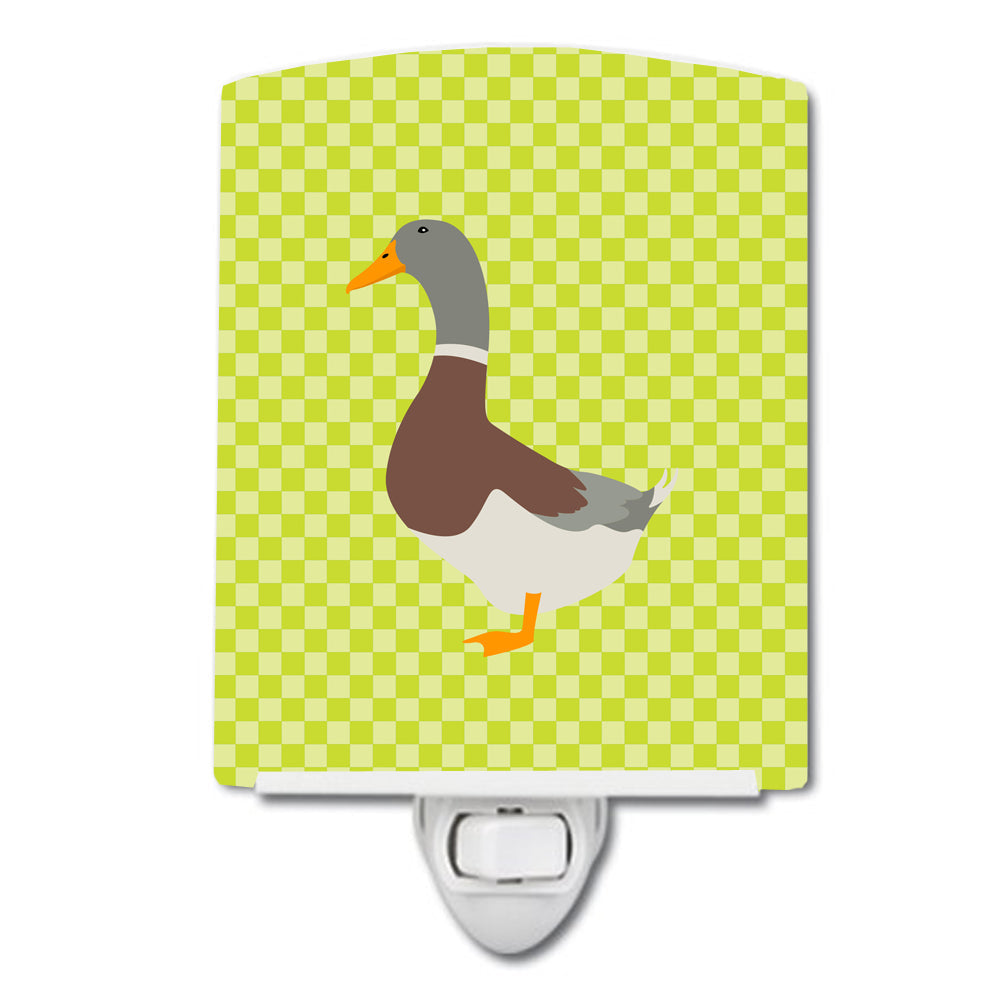 Saxony Sachsenente Duck Green Ceramic Night Light Compact, UL-Certified, Ideal for Bedroom, Bathroom, Nursery, Hallway, Kitchen, 6x4x3, Multicolor