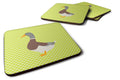 Saxony Sachsenente Duck Green Foam Coasters Set of 4 Cup Coasters for Indoor Outdoor, Tabletop Protection, Anti Slip, Mouse pad Material