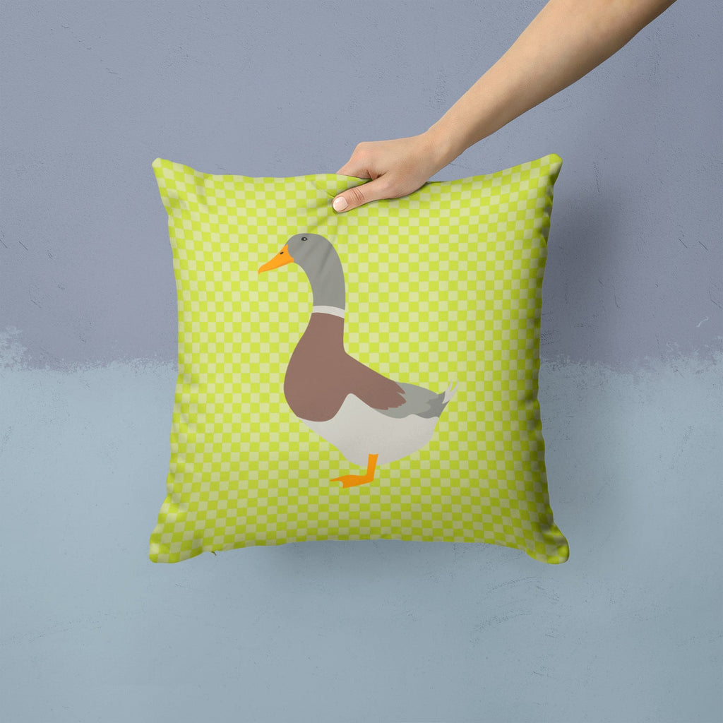 Saxony Sachsenente Duck Green Decorative Throw Pillow 14x14 Indoor Outdoor Accent Cushion, Fabric Cover with Insert for Sofa, Bed, Porch & Living Room