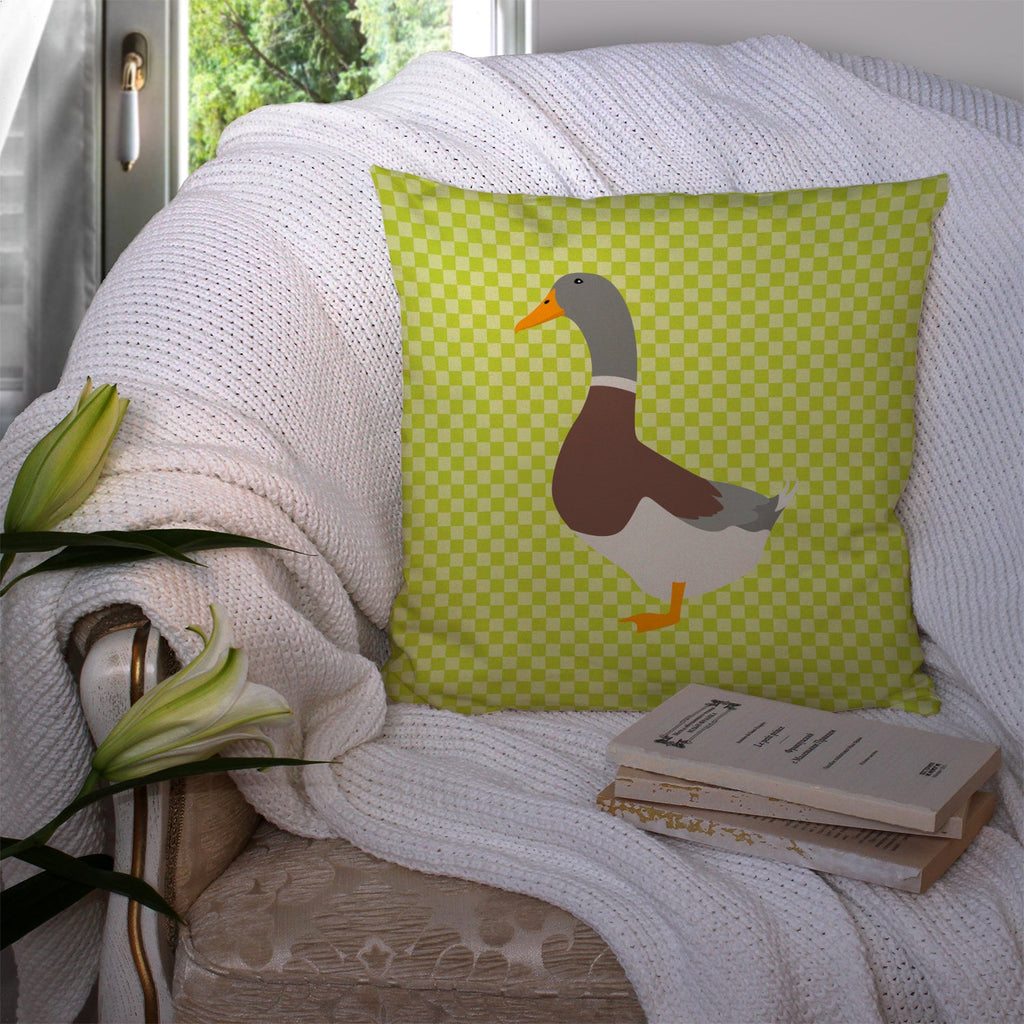 Saxony Sachsenente Duck Green Decorative Throw Pillow 14x14 Indoor Outdoor Accent Cushion, Fabric Cover with Insert for Sofa, Bed, Porch & Living Room