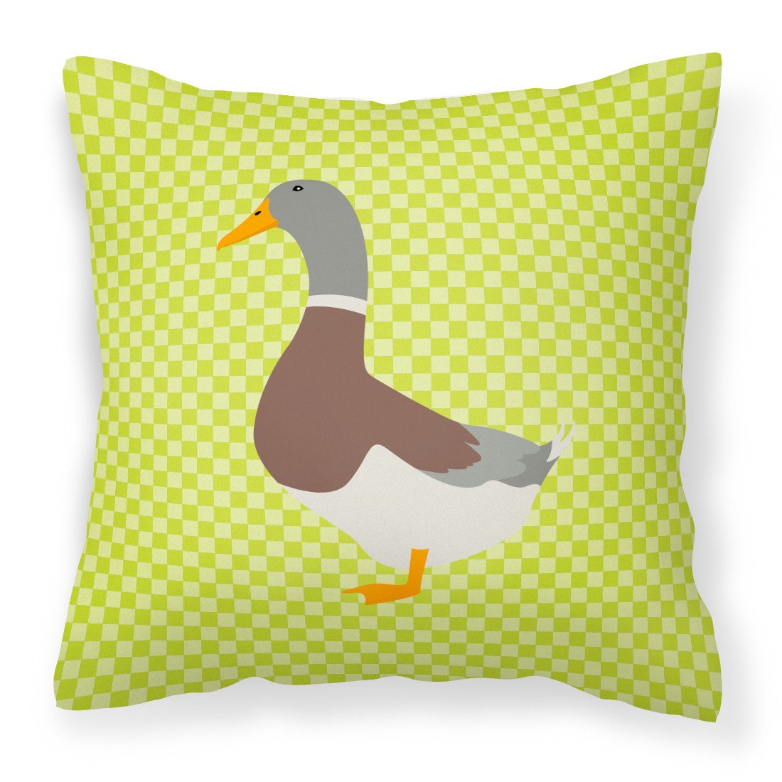Saxony Sachsenente Duck Green Decorative Throw Pillow 18x18 Indoor Outdoor Accent Cushion, Fabric Cover with Insert for Sofa, Bed, Porch & Living Room