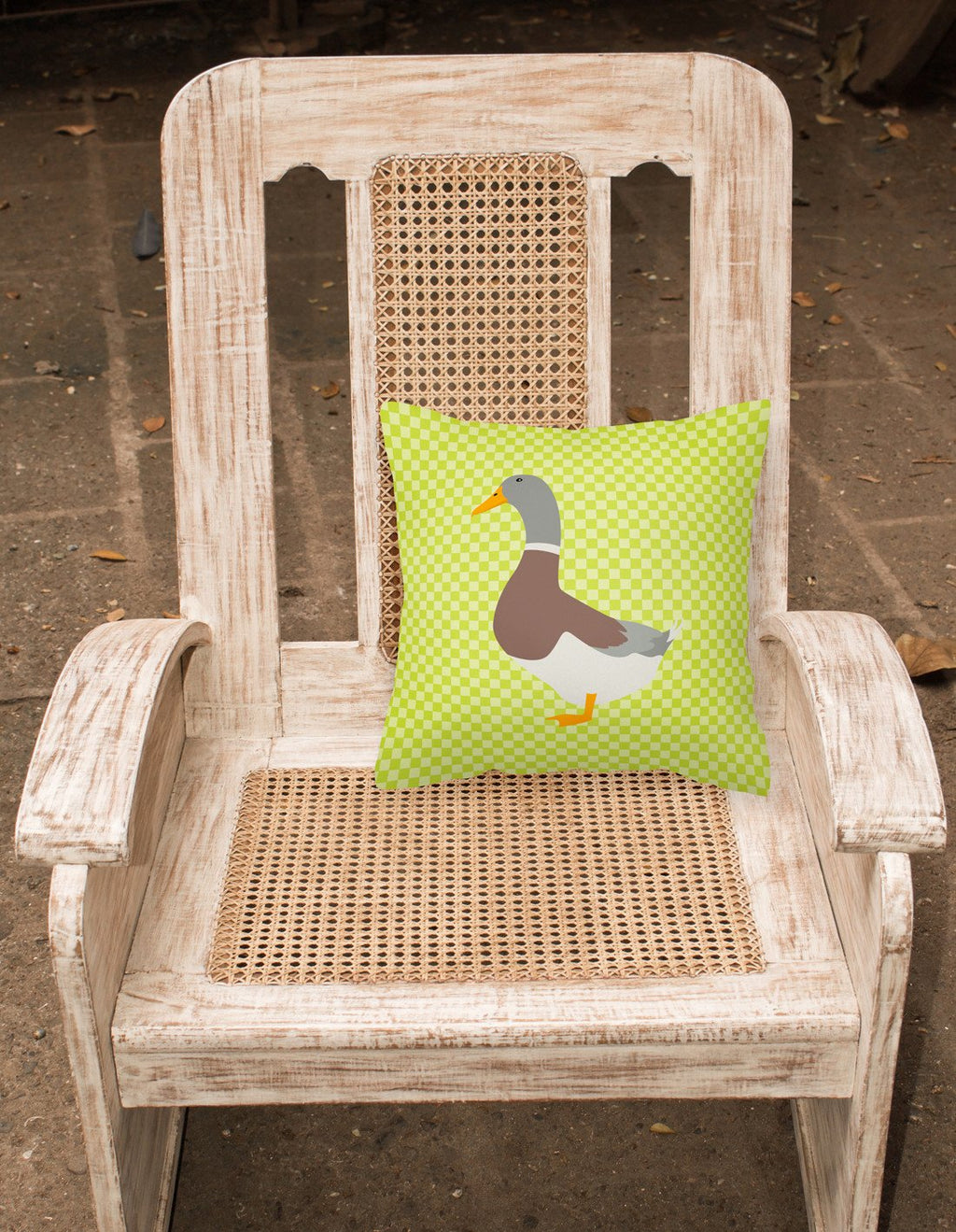 Saxony Sachsenente Duck Green Decorative Throw Pillow 18x18 Indoor Outdoor Accent Cushion, Fabric Cover with Insert for Sofa, Bed, Porch & Living Room