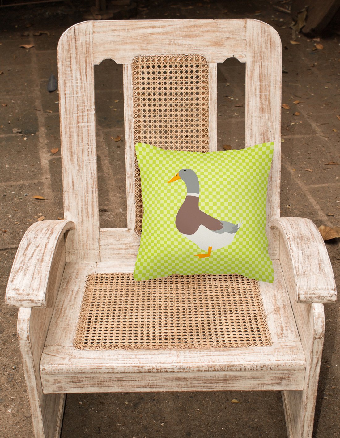 Saxony Sachsenente Duck Green Decorative Throw Pillow 18x18 Indoor Outdoor Accent Cushion, Fabric Cover with Insert for Sofa, Bed, Porch & Living Room
