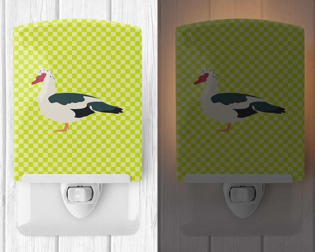 Muscovy Duck Green Ceramic Night Light Compact, UL-Certified, Ideal for Bedroom, Bathroom, Nursery, Hallway, Kitchen, 6x4x3, Multicolor