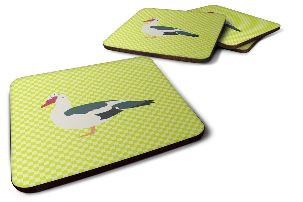 Muscovy Duck Green Foam Coasters Set of 4 Cup Coasters for Indoor Outdoor, Tabletop Protection, Anti Slip, Mouse pad Material